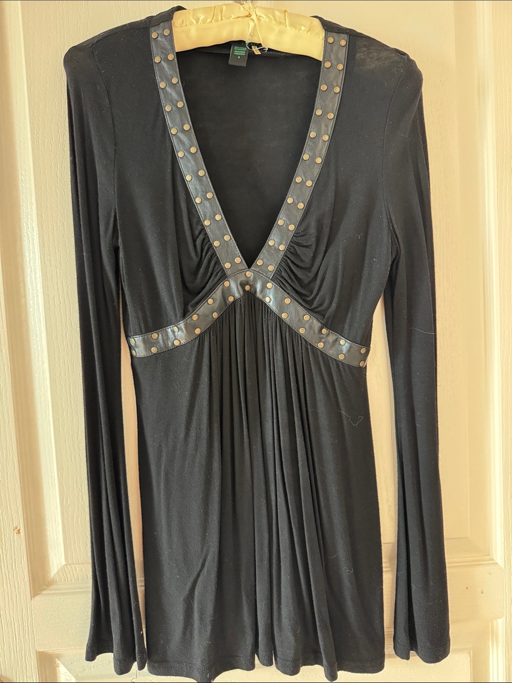 Black Deep V-Neck Studded Tunic